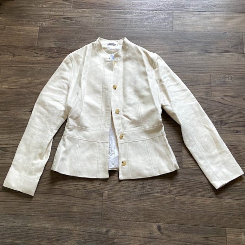 [Max Mara] Cotton Linen Blend Beige Jacket - Sz 6